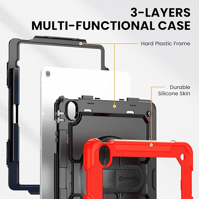timecity for iPad Air 13 Inch Case M4 2026/ M3 2025/ M2 2024, 360° Rotating Stand, Pencil Holder & Wireless Charging, Shockproof with Screen Protector & Shoulder Strap - for Designers, Red