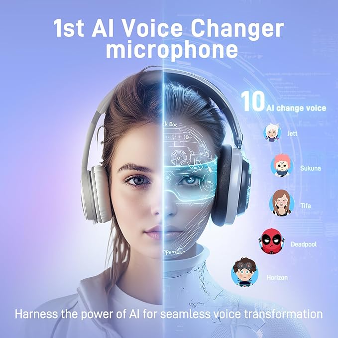 MAONO Wireless Gaming Microphone for PC, Condenser USB Mic with AI Voice Change, Noise Cancellation, RGB, Gain Control, Custom EQ for Streaming Recording Podcast PS5 PS4 Twitch YouTube, DM40 Pro White