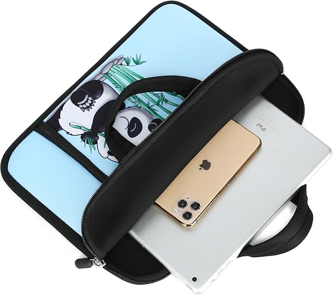 11 11.6 12 12.1 12.5 inches Laptop Sleeve Chromebook Case Ultrabook Case Notebook Sleeve PC Messenger Bag Tablet Case Neoprene Handle Sleeve for Adult Men Women, Two Pockets (Cute Panda)