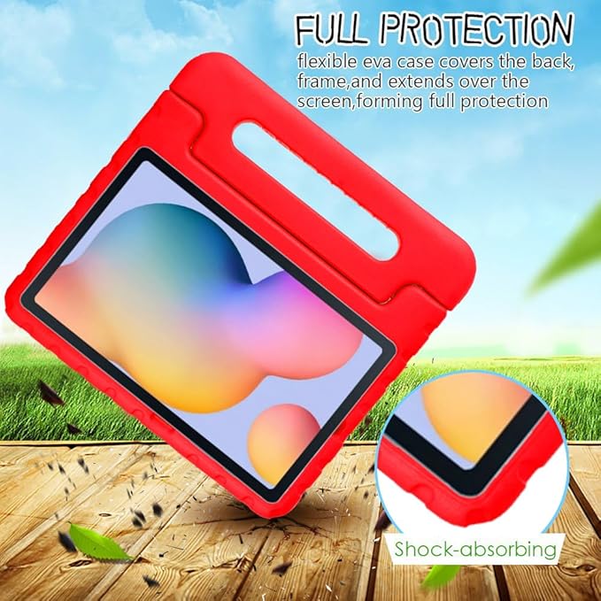 Kids Case for iPad Pro 10.5" 2017 & iPad Air 3rd Gen 10.5 inch 2019, with Rotating Handle/Stand Soft Shockproof EVA Drop Proof Lightweight Kids Girl Boy Kickstand Protective Cover,Red