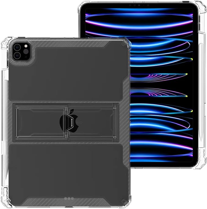 Clear Stand Case for iPad Air 5th/Air 4th Generation 10.9" (2022/2020) & iPad Pro 11 4th/3rd/2nd/1st Generation (2022/2021/2020/2018) Soft TPU Back Cover with Pencil Holder/Kickstand, Clear