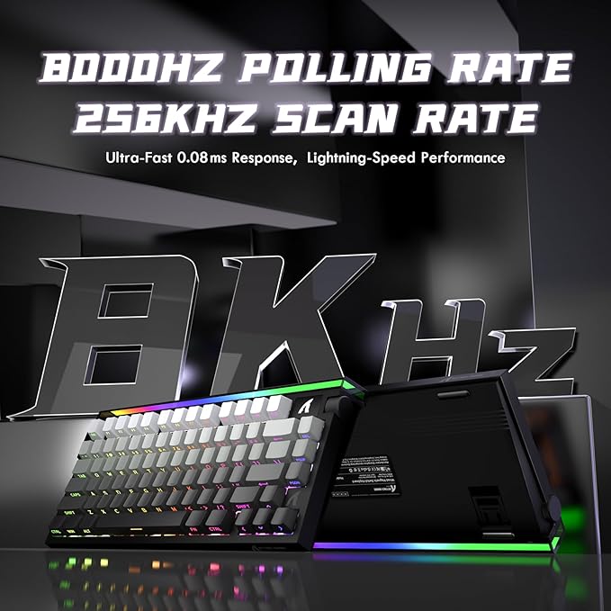 ATTACK SHARK R85HE Wired 75% Hall Effect Rapid Trigger Mechanical RGB Gaming Keyboard with 8K Polling,0.05mm RT Accuracy,0.08MS Latency,Magnetic Switch,5 Layer Sound Damped,Driver for PC(Moonlight)