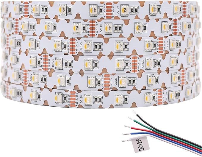 12V 4in1 RGBW LED Strip Lights 360° Bending S Shape RGB+6000K Daylight 16.4ft 240LEDs Dimmable RGBW Color Changing LED Light Strips for DIY Letters Irregular Lighting (RGB+6000K)