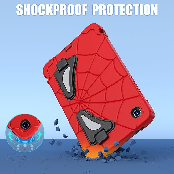AKABEILA Compatible with Samsung Galaxy Tab A7 Lite 8.7 inch T225/T220(2021) Tablet Case，Lightweight Shockproof Rugged Protective Cover with Kickstand for Kids Children Boys Babies Red Black