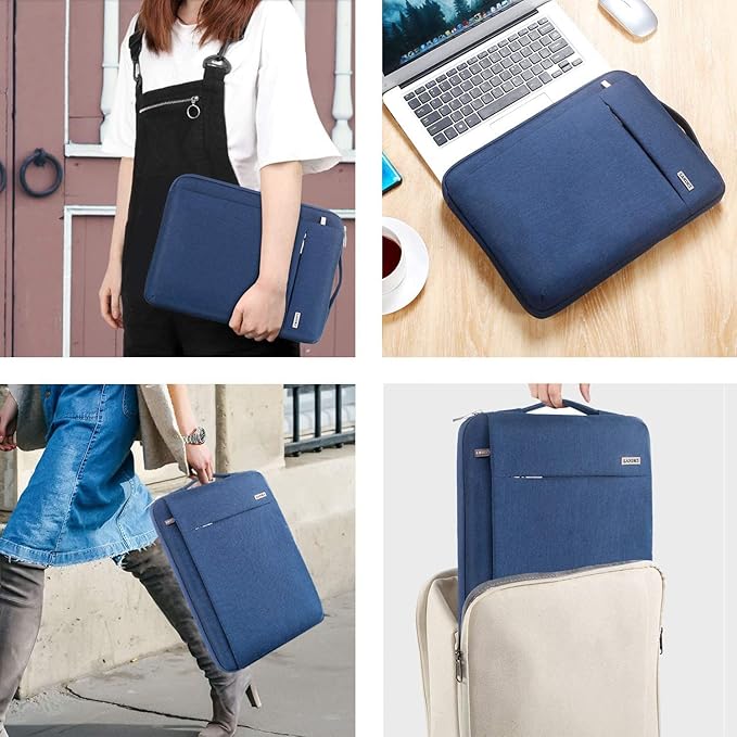 LANDICI 360° Protective Laptop Sleeve 13-14 Inch, Computer Bag Carrying Case for MacBook Air 13 M1/M2, MacBook Pro 13/14, Chromebook 14, Slim, Shockproof, Waterproof, Blue