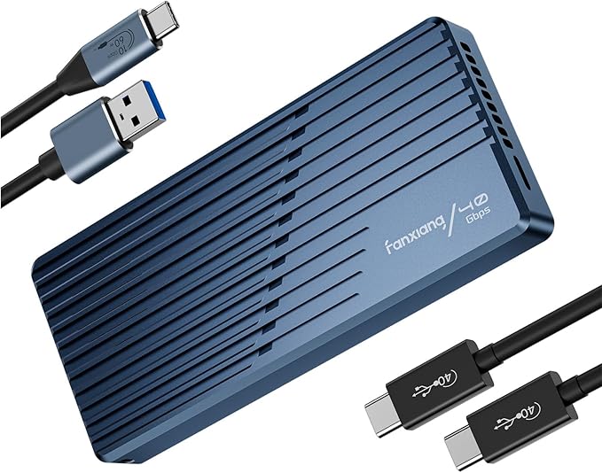 fanxiang 40Gbps M.2 NVMe SSD Enclosure with Cooling Fan, Compatible with USB4/3.2/3.1/3.0, Thunderbolt 3/4, USB Adapter/Reader, Supports M Key and Size 2230/2242/2260/2280 SSDs, MP400