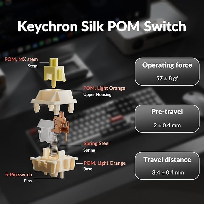 Keychron Q6 Ultra 8K Polling Rate Aluminum Wireless Mechanical Keyboard, 2.4 GHz/Bluetooth/Wired Full-Size Custom RGB, Hot-Swappable Silk POM Banana Switch for Mac Windows Linux -
