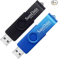 SamData 32GB USB Flash Drives 2 Pack 32GB Thumb Drives Memory Stick Jump Drive with LED Light for Storage and Backup (2 Colors: Black Blue)