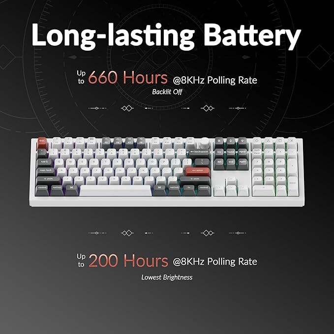 Keychron Q6 Ultra 8K Polling Rate Aluminum Wireless Mechanical Keyboard, 2.4 GHz/Bluetooth/Wired Full-Size Custom RGB, Hot-Swappable Silk POM Red Switch for Mac Windows Linux - White