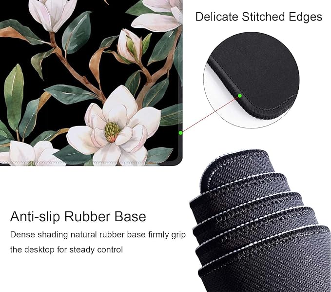 Floral Desk Mat Dark Vintage Aesthetic Desk Pad Flowers Black White Green Extended Mouse Pad Large Gaming Mousepad XL Laptop Computer Mouse Keyboard Mat 31.5 x 11.8 in for Office Desk Decor
