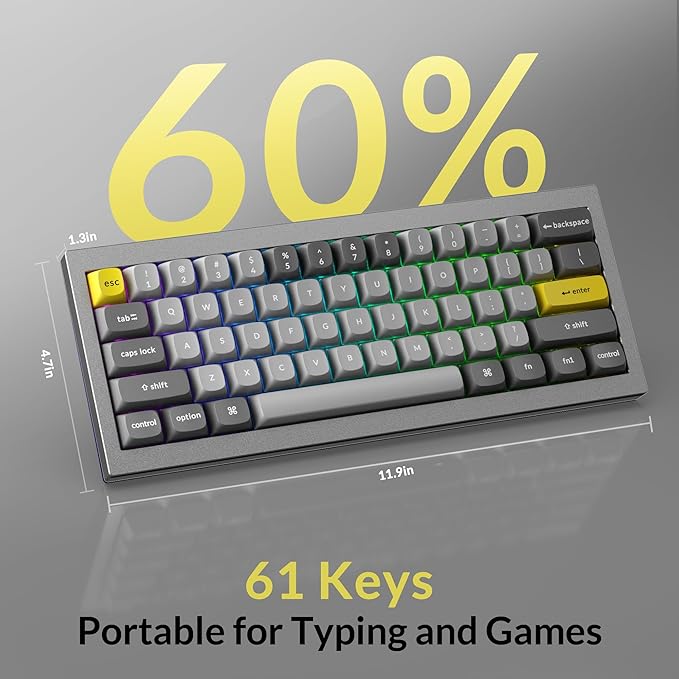 Keychron Q4 Wired Custom Mechanical Keyboard, 60% Layout QMK/VIA Programmable Macro with Hot-swappable Gateron G Pro Red Switch Double Gasket Compatible with Mac Windows Linux (Gray)