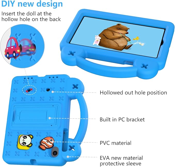 AKABEILA Compatible with ONN 10.1(4nd Tablet Case,Gen) 2024/Teclast M50 HD 10.1/Teclast M50 pro 10.1(2023)/Blackview Tab 80 10.1(2023) Tablet Case, Shockproof Case with Shoulder Strap Sky Blue