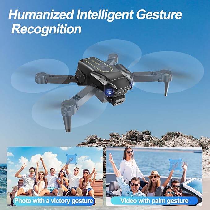 QIDUHUQI Drone with 1080P Camera, Christmas Mini Foldable Drone for Adults and Beginners, Headless Mode, Altitude Hold, One Key Start/Landing, 360° Flips, Speed Adjustment (Champagne Gold)