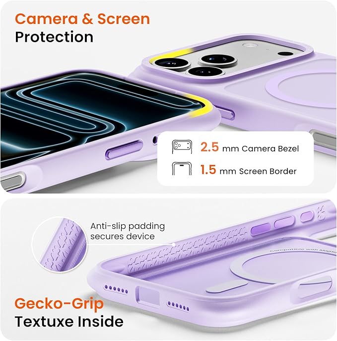 ORNARTO Magnetic for iPhone 17 Pro Max Case, 20FT Military-Grade Drop Protection, Compatible with MagSafe, Slim Shockproof Translucent Matte Phone Case for iPhone 17 Pro Max 6.9", Purple