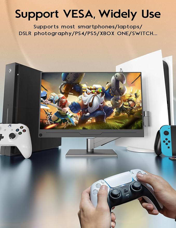 ZSCMALLS 4K Portable Monitor, 15.6" 3840 * 2160 Laptop Extended Monitor, 1500:1 100% sRGB USB-C HDMI Portable Gaming Monitor HDR Travel Monitor with Speakers & Smart for Laptop PS5/4 Xbox Switch