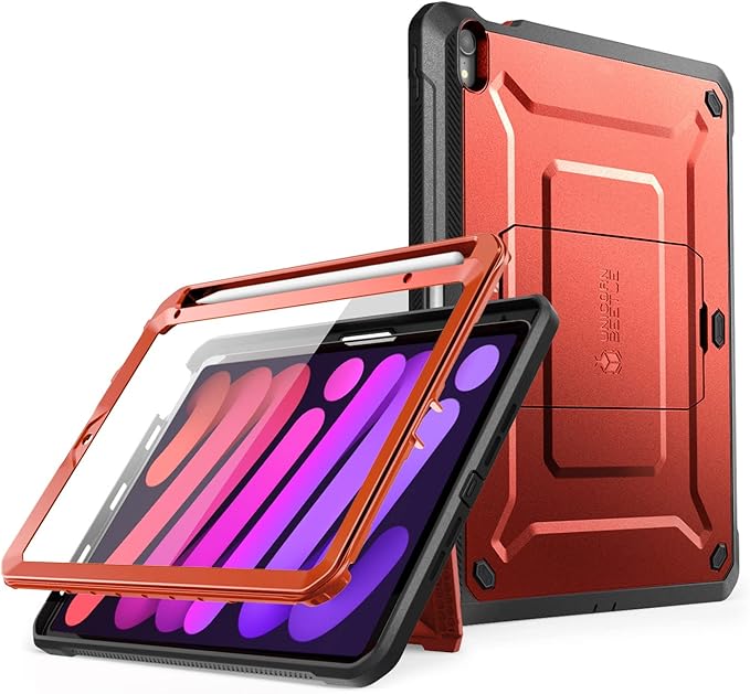SUPCASE for iPad mini 7 Case A17 Pro 2024 (UB Pro), [Built-in Screen Protector & Pencil Holder & Stand] [Support Apple Pencil Charging] Protective Case for iPad mini 7th/6th Generation 8.3", Ruddy