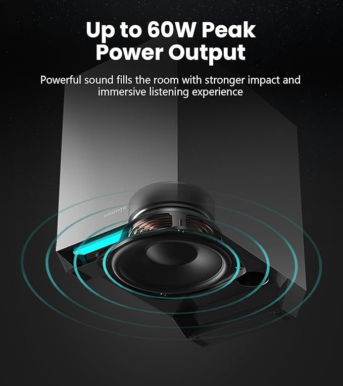 Edifier G1500 MAX 2.1 Gaming Speakers - 60W Peak Power with 4" Subwoofer & 2.5" Satellite Speakers, Bluetooth 5.3 & Multi-Wired Connections, 10 RGB Light Effects, 3 Sound Modes for PC/PS5/Xbox/Phone