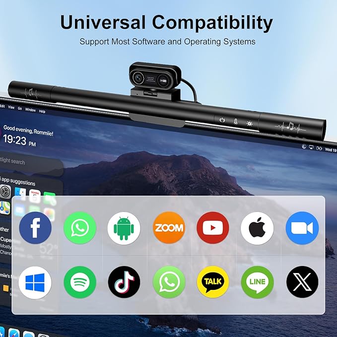 4K Webcam for PC with Microphone&Light,4-in-1 Web Cam with Speaker,Dual Noise-Canceling Mics, Privacy Shutter Computer Camera HDR Auto Light Correction USB Plug-and-Play for Zoom, Teams, Twitch