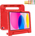 Dteck Kids Case for iPad 10th Generation 10.9" 2022,iPad 10th Gen Case with Pencil Holder, Shockproof Rugged Lightweight EVA Handle Stand Child Proof Kids Case for 10.9 inch iPad 10th Generation,Red