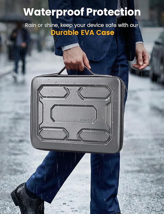 DOMISO Laptop Hard Case 17-17.3 inch Waterproof Shockproof Hard Shell Laptop Sleeve with Handle & Storage Pocket, Compatible with MacBook, HP, Dell,Dark Grey