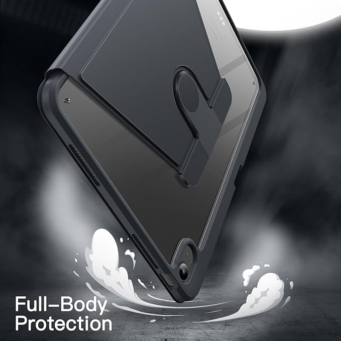 JETech Rotating Case for iPad Air 13-Inch M4/M3/M2 (2026/2025/2024) with Pencil Holder, 360 Degree Rotation Protective Stand Cover Clear Back, Auto Wake/Sleep (Space Gray)