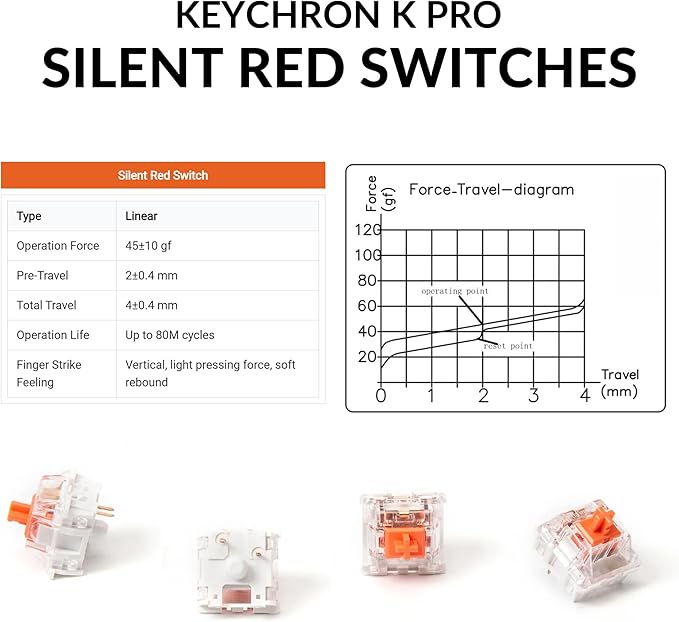 Keychron K10 Pro Wireless Custom Mechanical Keyboard, QMK Programmable Bluetooth 100% Layout with Silent Red Switch White Backlight Compatible with Mac Windows Linux