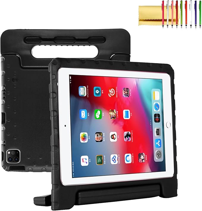 Dteck Kids Case for iPad Air 13 inch M2 2024, iPad Pro 13" Case 2024, Lightweight Shockproof Rugged EVA Kids Friendly Handle Kickstand Child Proof Protective Case with Pencil Holder, Black