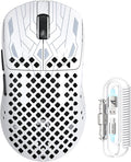 MAMBASNAKE M2 Carbon Fiber Wireless Gaming Mouse, PAW3395PRO 40K DPI, 1K Polling Rate 41g Ultralight Tri-Mode Ergonomic PC Mice, Cloud Driver AI Driver for PC/Mac/Win,White