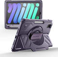 Dexnor Case for iPad mini 7 (A17 Pro) 2024/mini 6 2021 8.3 inch, Rugged Protective Case with 360° Rotating Hand Strap & Large Stand & Screen Protector&Pencil Holder Shockproof Full-Body Cover, Purple