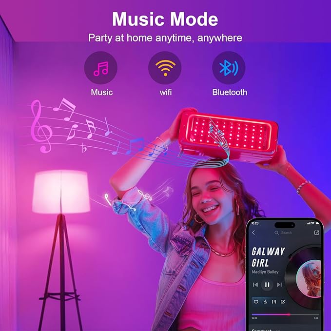 FRIDEKO HOME LED Smart Light Bulbs - Wi-Fi & Bluetooth Light Bulbs, Color Changing Light Bulb Compatible with Alexa and Google Assistant, A19 E26 RGBTW Light Bulb, 800LM (6 Pack)