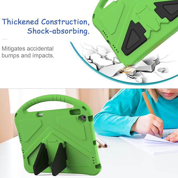 Kids Case for iPad 10.2/10.5, iPad 7th 8th 9th Gen/iPad Air 3rd Gen/Pro 10.5 Case, Techcircle Lightweight Shockproof EVA Foam Rugged Handle Stand Anti-Slip Grip Protective Case w/Pencil Holder, Green