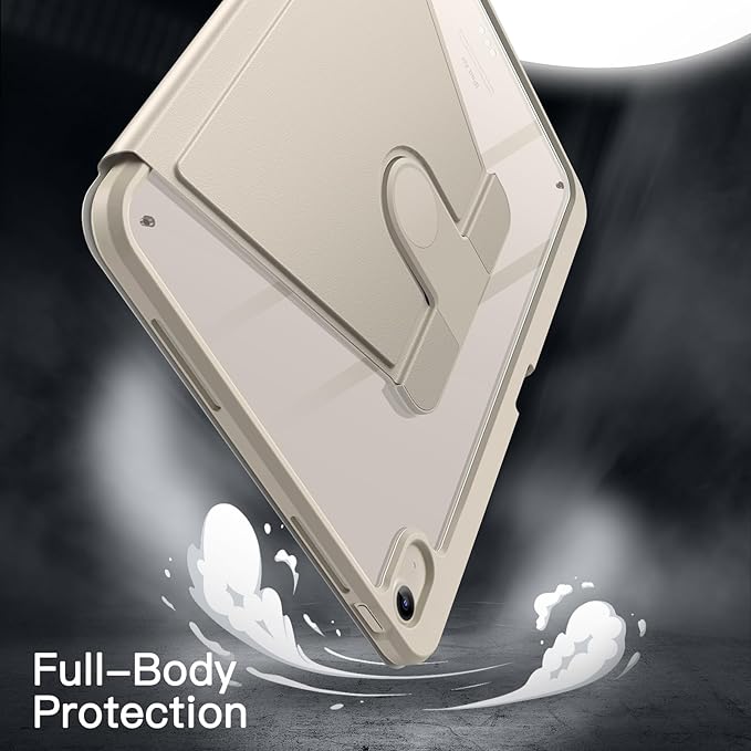 JETech Rotating Case for iPad Air 13-Inch M4/M3/M2 (2026/2025/2024) with Pencil Holder, 360 Degree Rotation Protective Stand Cover Clear Back, Auto Wake/Sleep (Starlight)