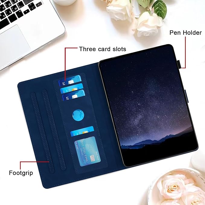 DTangLsm for iPad A16 Case iPad 11th Generation Case 11-inch 2025, iPad 10th Generation Case 10.9-inch 2022, Smart PU Leather Folio Stand Cover with Pencil Holder, Auto Wake/Sleep, Honeycomb Blue