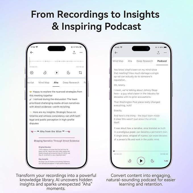 Mobvoi TicNote Lite AI Voice Recorder, AI Note Taking Device w/Instant Transcribe & Summarize, APP Control, Support 120+ Languages, AI Recorder w/Display for Lectures, Meeting, Calls