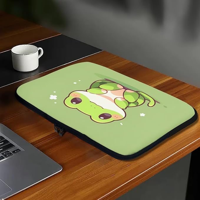 Cute Frog Laptop Sleeve for Women Teen Girls 13 inch Laptop Accessories with Versatile Uses Lap Top Case Portable Computer Sleeve Laptop Pouch Ideal Gifts for Holidays Green