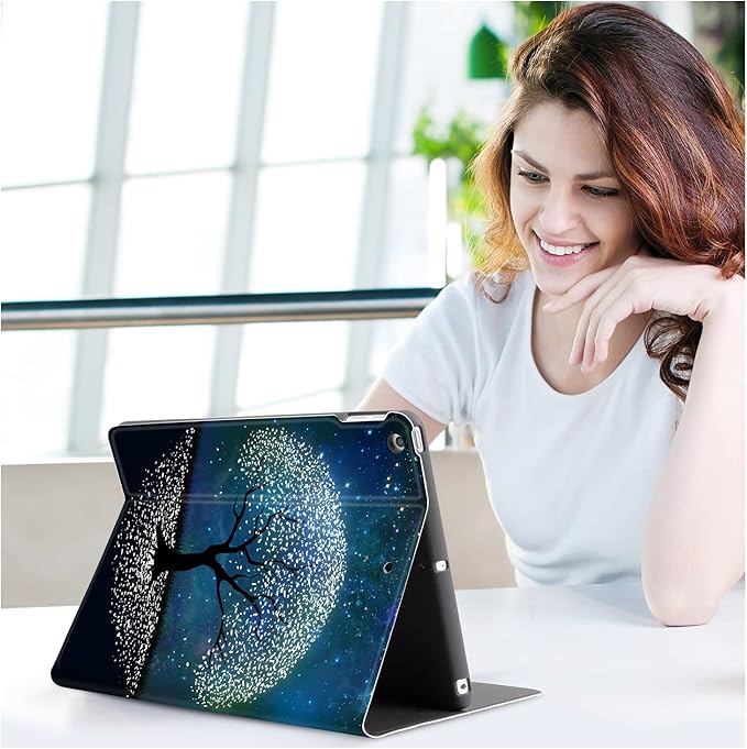 Vimorco iPad 9th/8th/7th Generation Case, iPad Case 9th Generation for iPads 10.2 Cases Auto Sleep/Wake, iPads Cover 9th Generation Multi-Angle View, Starry Sky Tree