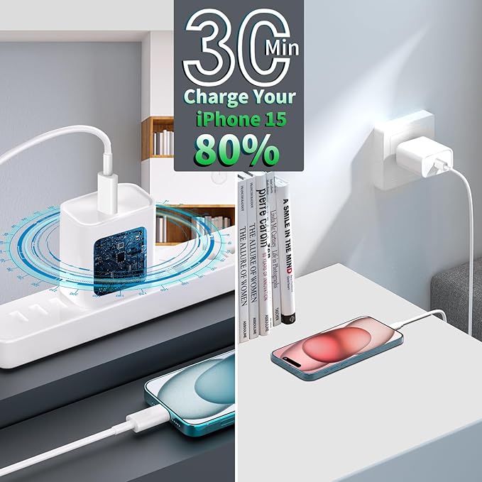 [Apple MFi Certified] iPhone 14 Charger Fast Charging, Stuffcool 4Pack PD 20W USB C Chargers Block Type C Wall Charger with 6FT Type C to Lightning Cable for iPhone 14 13 12 11 Pro Max XS XR X 8 iPad