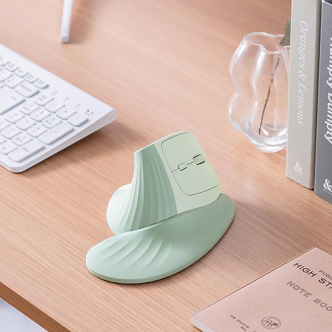 SANWA Wireless Ergonomic Mouse for Large Hands, Silent Click Vertical Mice with Removable Wrist Rest, 1000-4000 DPI, 3-Device (2.4G + 2 Bluetooth 5.4), Compatible with Mac, Windows, Laptop, PC, Green