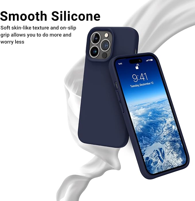 OTOFLY Designed for iPhone 14 Pro Case, Silicone Shockproof Slim Thin Phone Case for iPhone 14 Pro 6.1 inch (Midnight Blue)