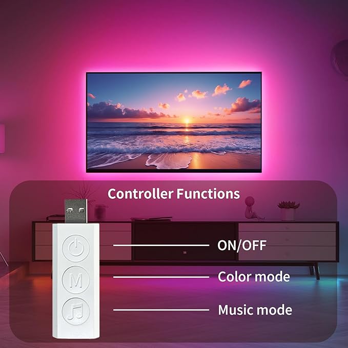 KSIPZE LED Lights for TV, 16.4ft TV led Backlight for 45-75 Inch TVs RGB TV Backlight Behind Music Sync Smart APP & Button Control TV LED Strip Lights USB Powered for Bedroom/Gaming