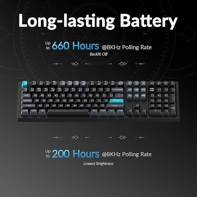 Keychron Q6 Ultra 8K Polling Rate Aluminum Wireless Mechanical Keyboard, 2.4 GHz/Bluetooth/Wired Full-Size Custom RGB, Hot-Swappable Silk POM Banana Switch for Mac Windows Linux - Black