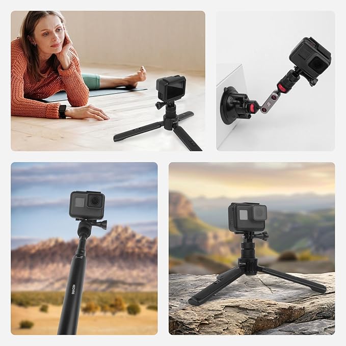 Aluminum Camera Mount,360 Degree Rotation 1/4 inch 20 Tripod Mount Adapter Compatible with GoPro,AKASO,Insta360,DJI Action 5 Pro & More Action Cameras