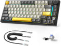 A.JAZZ Attack Shark X820Ultra 75% Wireless Mechanical Gaming Keyboard and Coiled Cable Hot Swappable 2.4GHz/Bluetooth/Wired Keyboard with Screen & Knob RGB Backlit Gasket Mount Shark Switch-Starblack