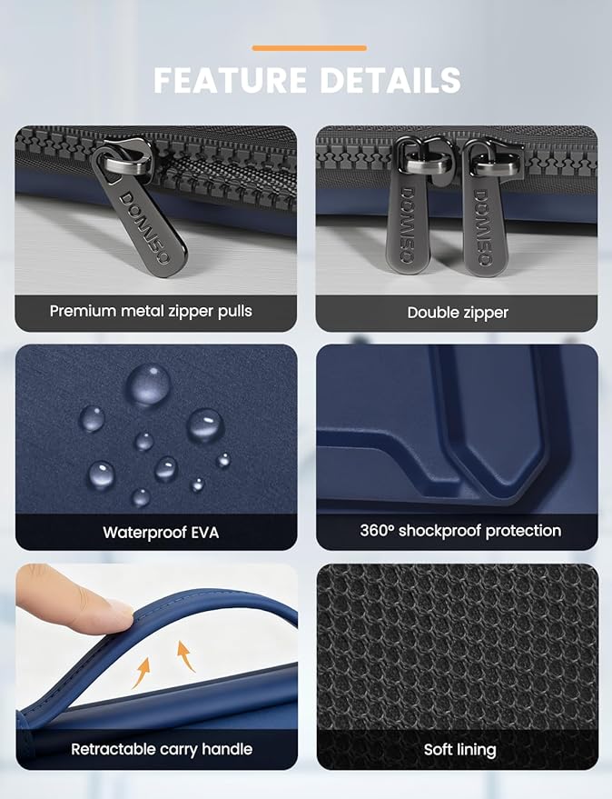 DOMISO 17 inch Laptop Sleeve with Handle Shockproof Waterproof EVA Protective Case for 17.3" ZBook Fury 17.3 G8/MSI GS73VR Stealth Pro/HP Envy 17/LG Gram 17"/ROG Strix GL702VS, Dark Blue