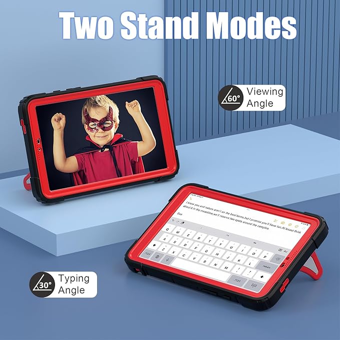 AKABEILA Compatible with Samsung Galaxy Tab A11+ 2025 11 inch Tablet Case，Lightweight Shockproof Rugged Protective Cover with Kickstand for Kids Children Boys Babies Black Red