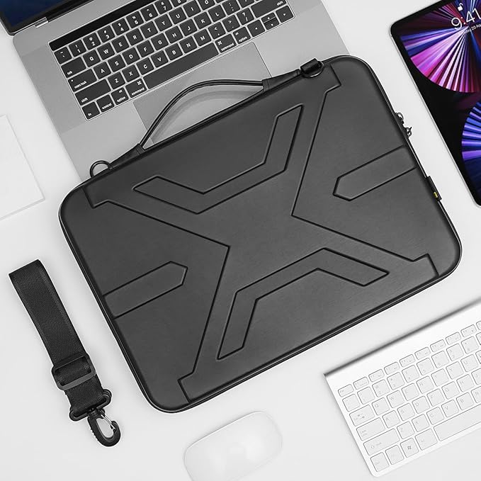 KIZUNA Laptop bag Case 15 Inch Shockproof EVA Hard Shell Handle Sleeve For MacBook Pro 16 M4 M3 M2/15 Lenovo IdeaPad 3i /15.6" Dell XPS 15/IdeaPad Slim 3i 14"/15" IdeaPad Gaming 3i,Black