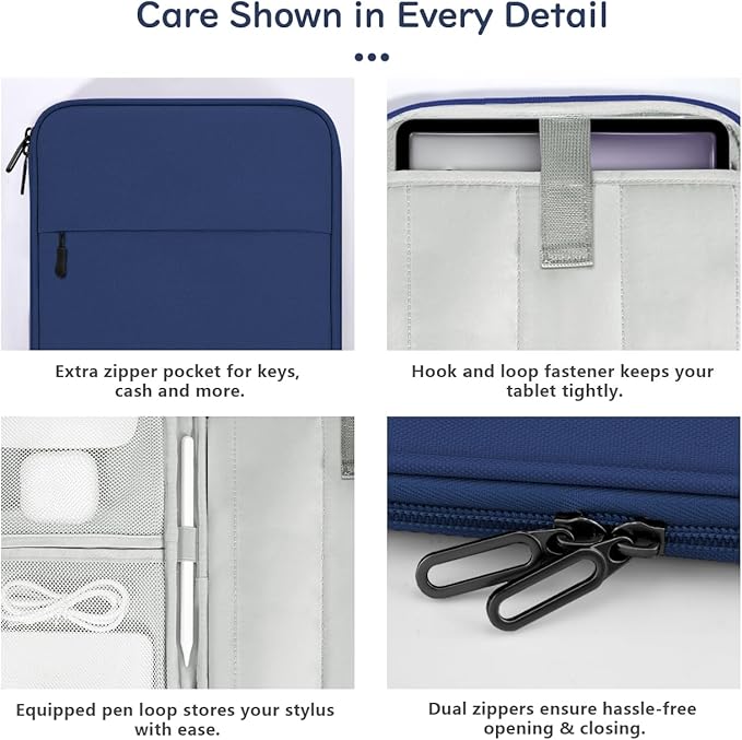 Dadanism 13 Inch Tablet Sleeve Padded Carrying Case for New iPad Air 13" M4/M3 2026/2025, iPad Pro 13" M5/M4 2025/2024, Galaxy Tab S10+/S9 FE+/S9+ 12.4", Remarkable Paper Pro 11.8", Denim