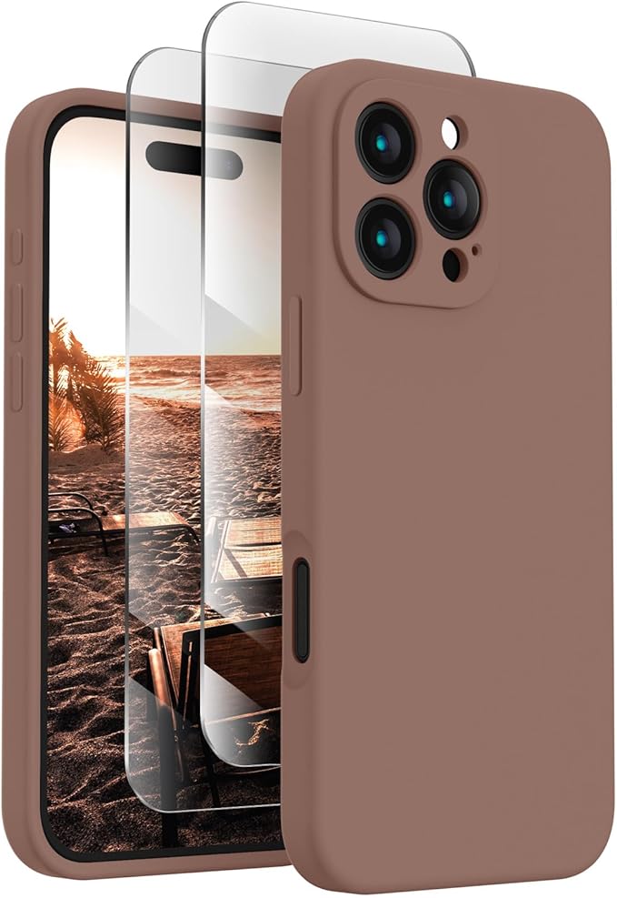 FireNova Designed for iPhone 16 Pro Case, Silicone Upgraded [Camera Protection] Phone Case, Soft Anti-Scratch Microfiber Lining Inside, 2024, Light Brown