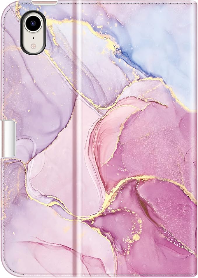 Fintie Folio Case for iPad Mini 7 (A17 Pro, 7th Generation) 2024 / iPad Mini 6 (6th Gen) 8.3 Inch, Multi-Angle Smart Stand Cover with Pencil Holder & Pocket, Auto Sleep/Wake, Dreamy Marble