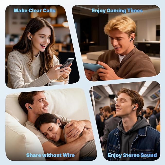 Wireless Earbuds, Bluetooth 5.3 Headphones Wireless Earbuds with 4 ENC Noise Cancelling Mic, 40+Hrs, HiFi Bass 3D-Stereo, USB C in-Ear Earphones, Ear Buds for iPhone, Android,Laptop